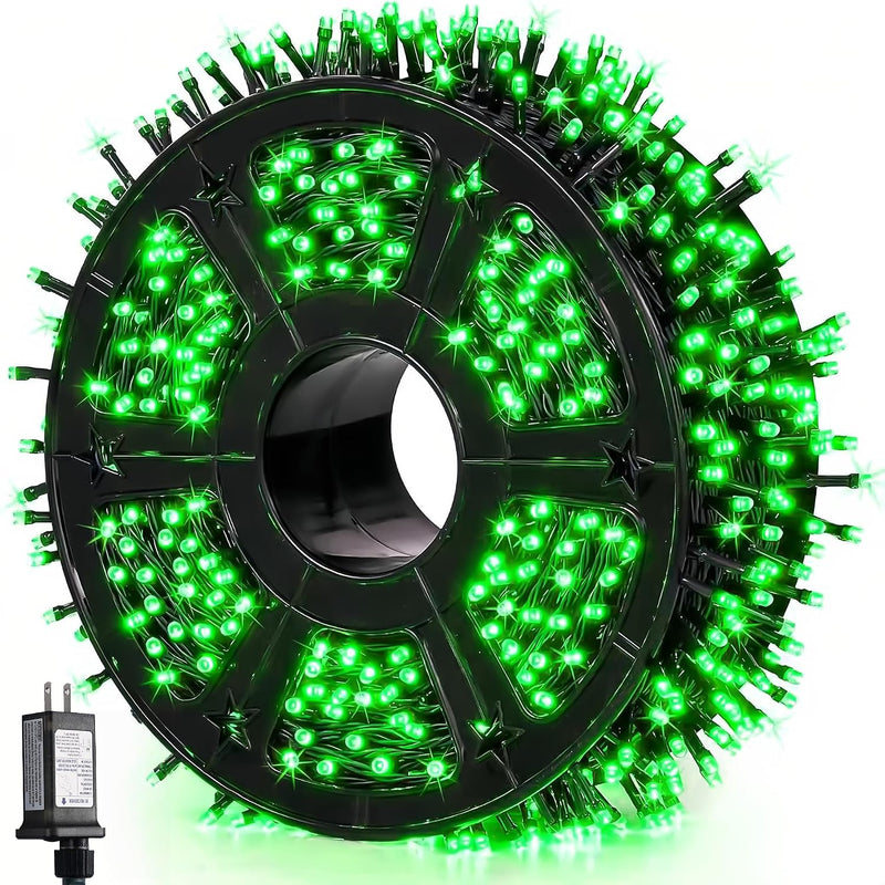 JMEXSUSS 1000 luces LED verdes de Navidad enchufables, luces de Hal...