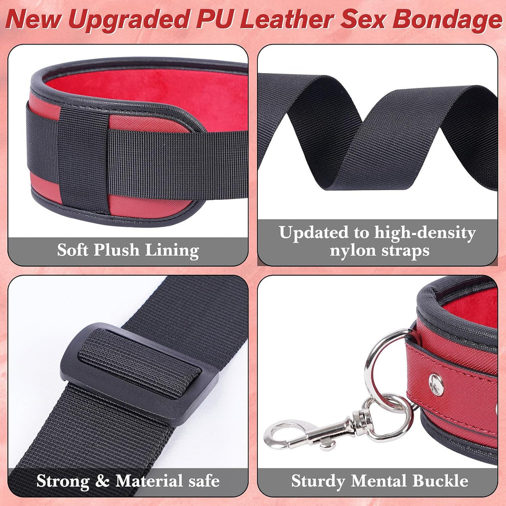 Sex Bondage BDSM Kit de restricciones de cama con esposas del cuell...