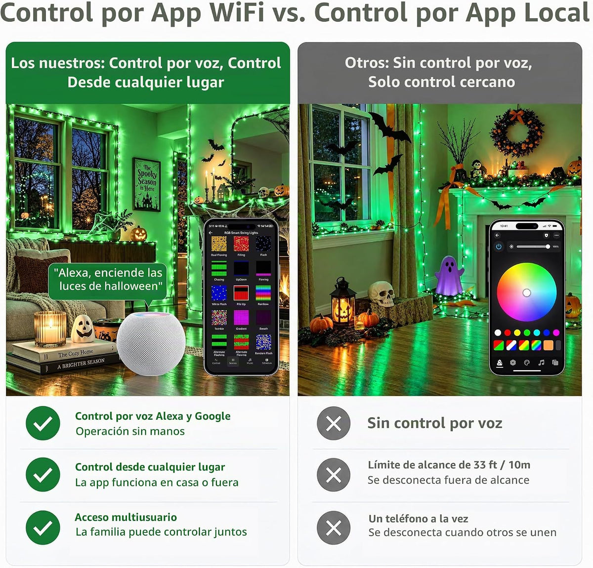 Brizled 600 luces LED inteligentes RGB que cambian de color con cab...