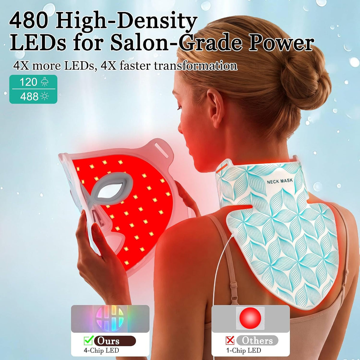 Máscara de terapia de luz roja para la cara y el cuello, 8 colores...