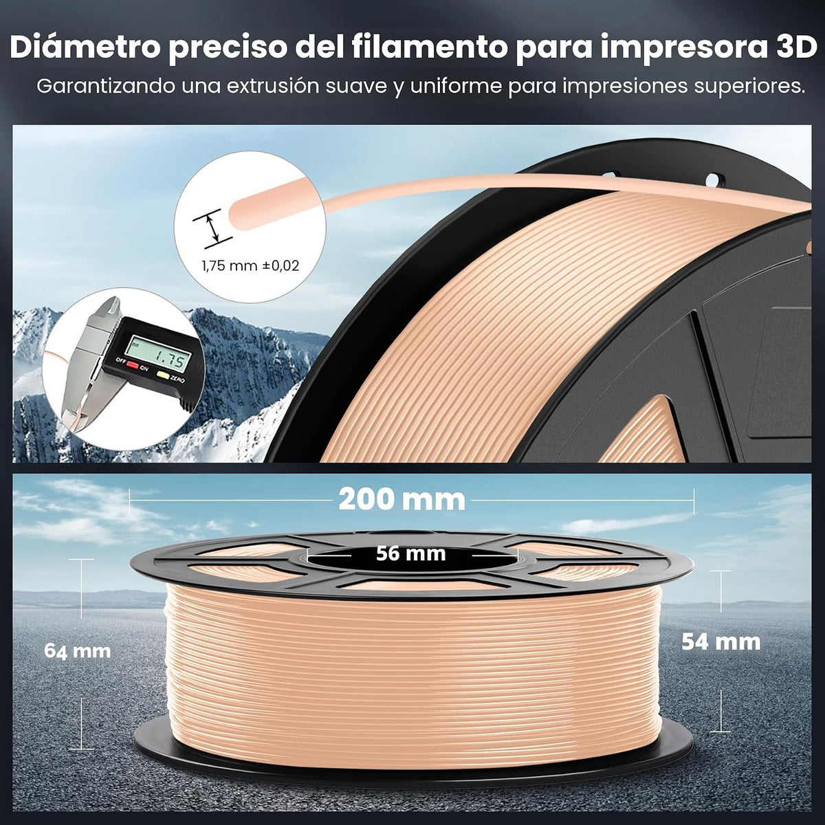 SUNLU Filamento PLA para impresora 3D, beige, 2.2 lbs | Filamento P...