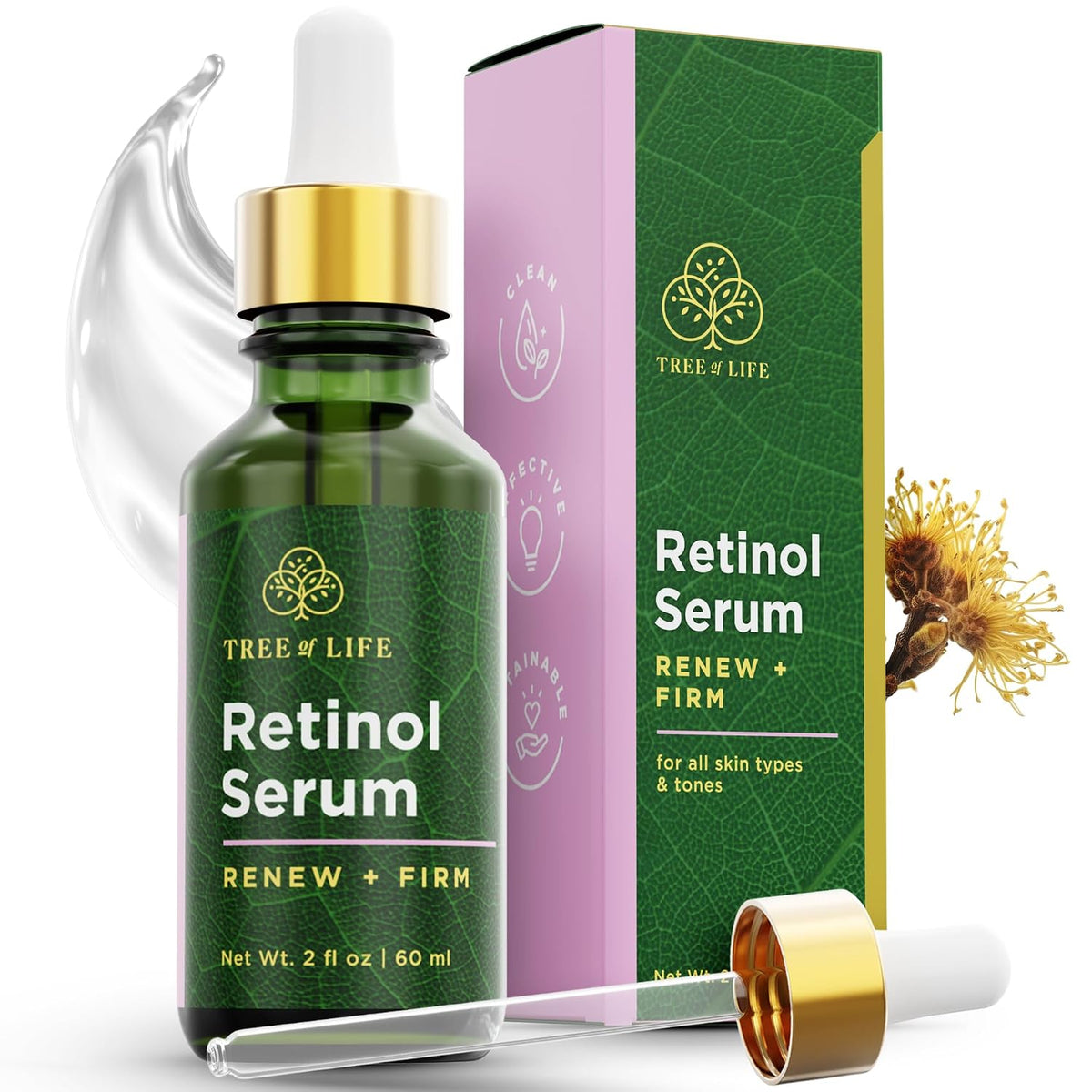 Suero de retinol ToLB, 72% orgánico, humectante con retinol concent...