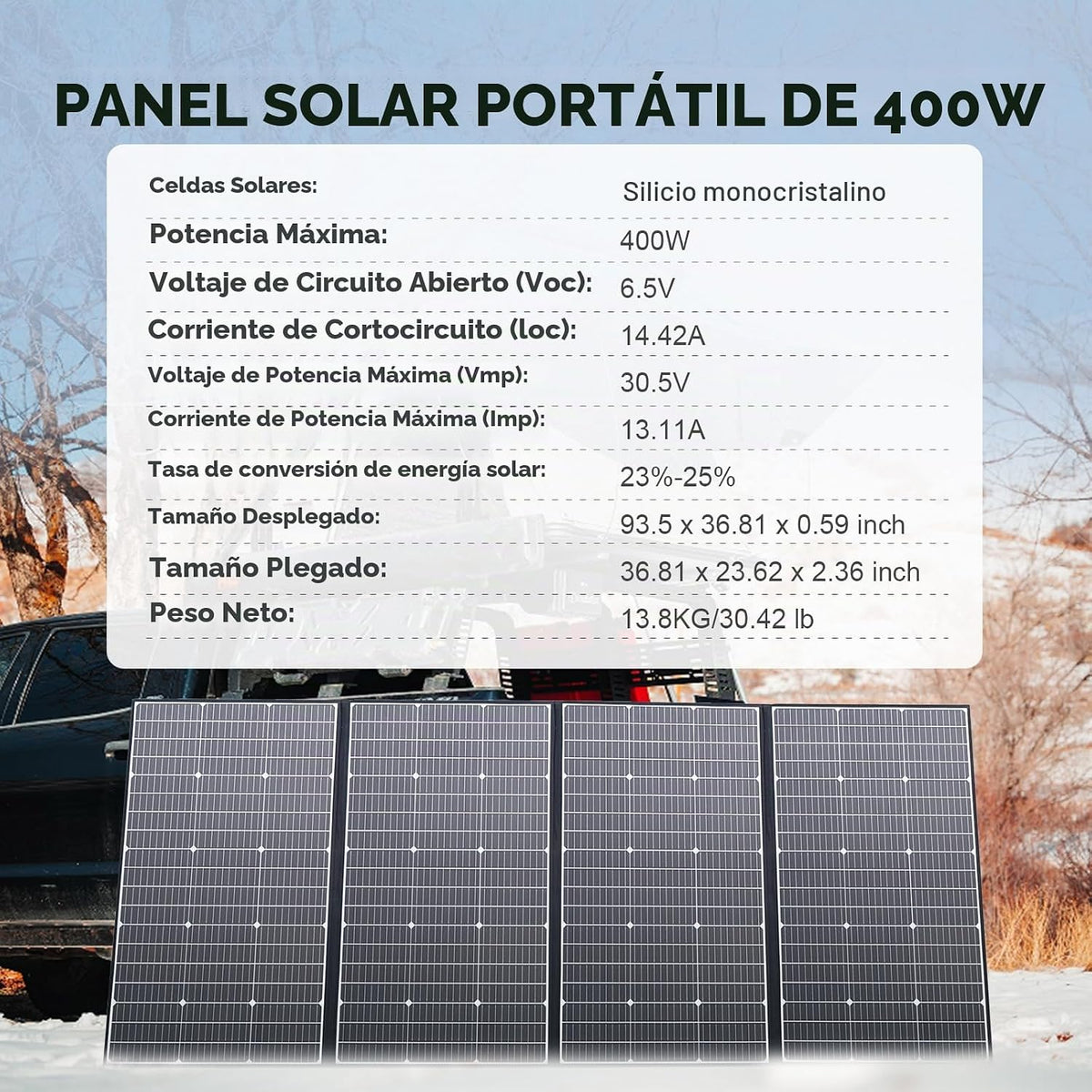 ALLPOWERS SP037 Panel solar portátil de 400 W con soporte ajustable...