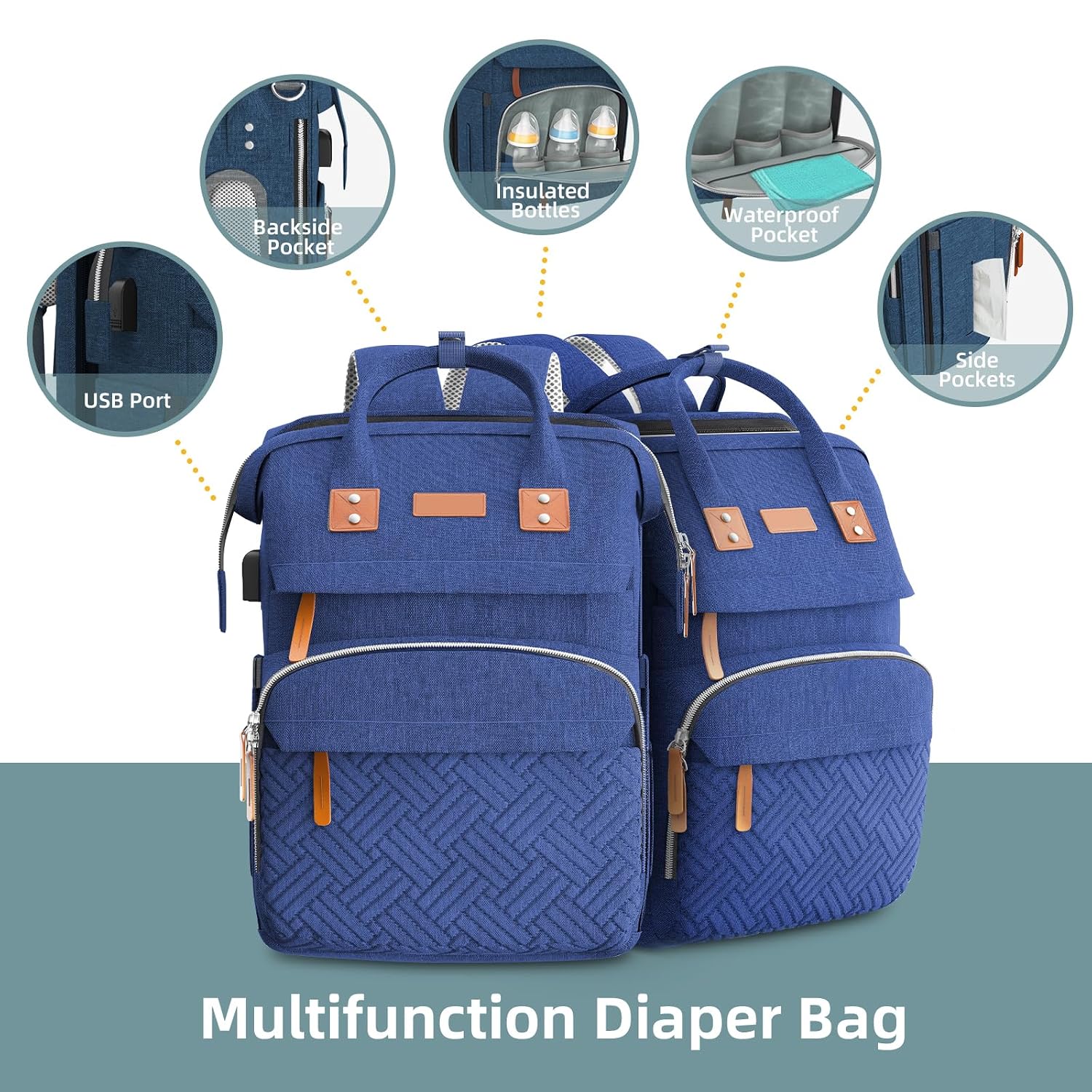 ISMGN - Mochila para pañales con cambiador, bolsa de bebé para mamá...