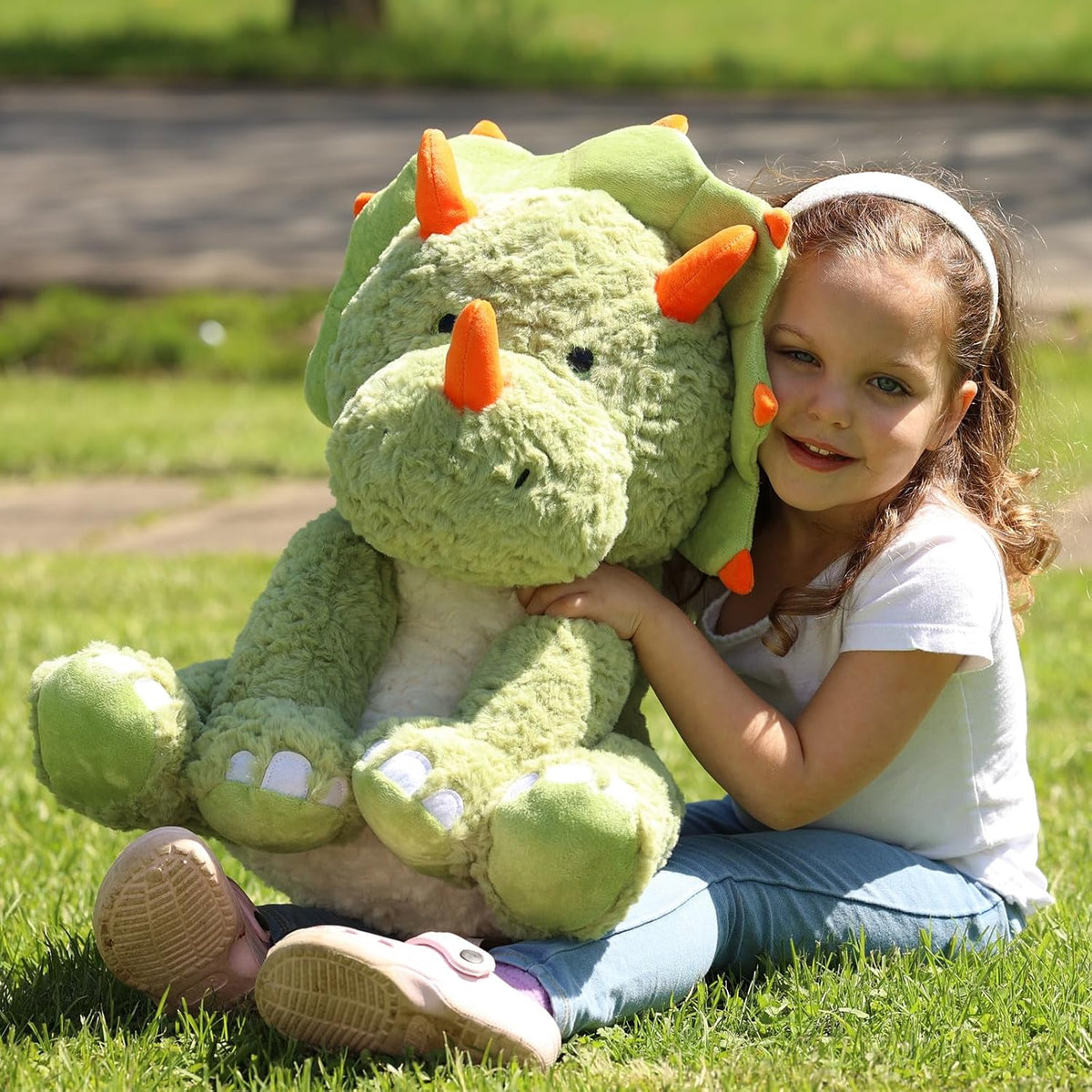 Tezituor Animales de peluche de dinosaurio verde de 24 pulgadas, ju...
