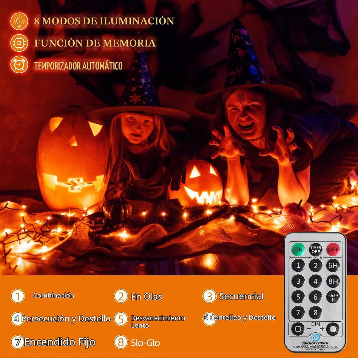 MZD8391 - Luces de Halloween naranjas y moradas para interiores y e...