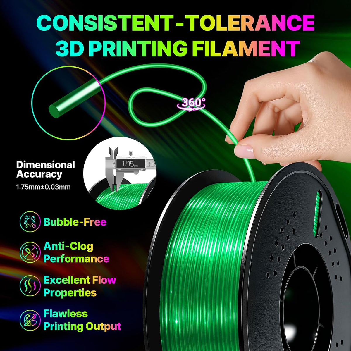 Colourbing Filamento flexible de TPU 95A para impresora 3D, suave y...