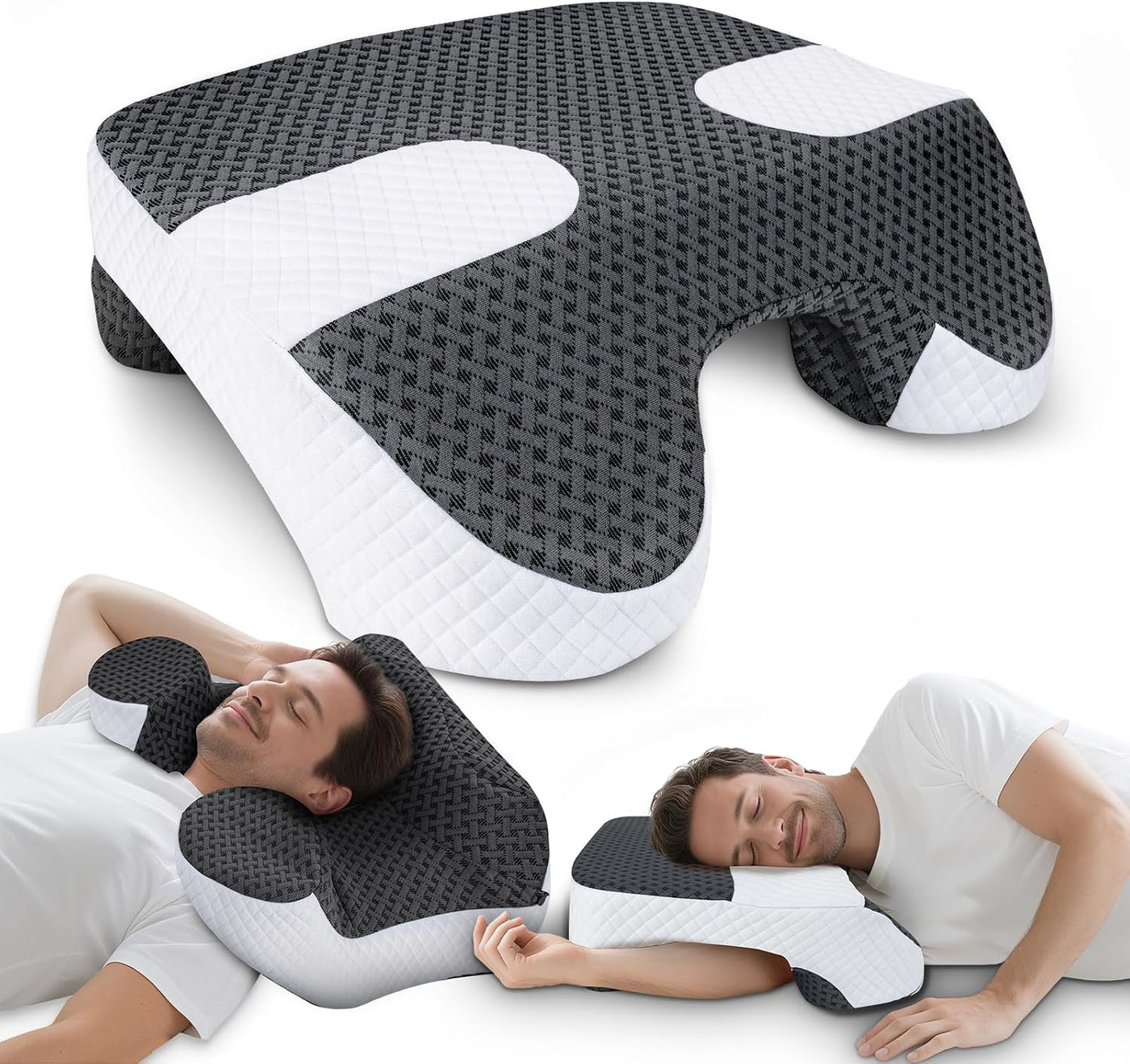 SAHEYER Almohada para dormir de lado con orificios para los brazos,...