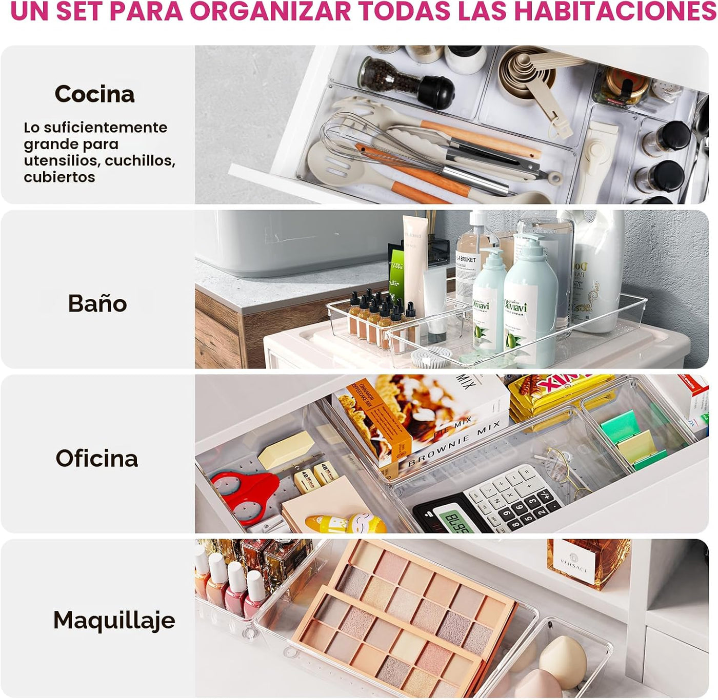 Criusia Paquete de 26 cubos organizadores de cajones grandes, organ...