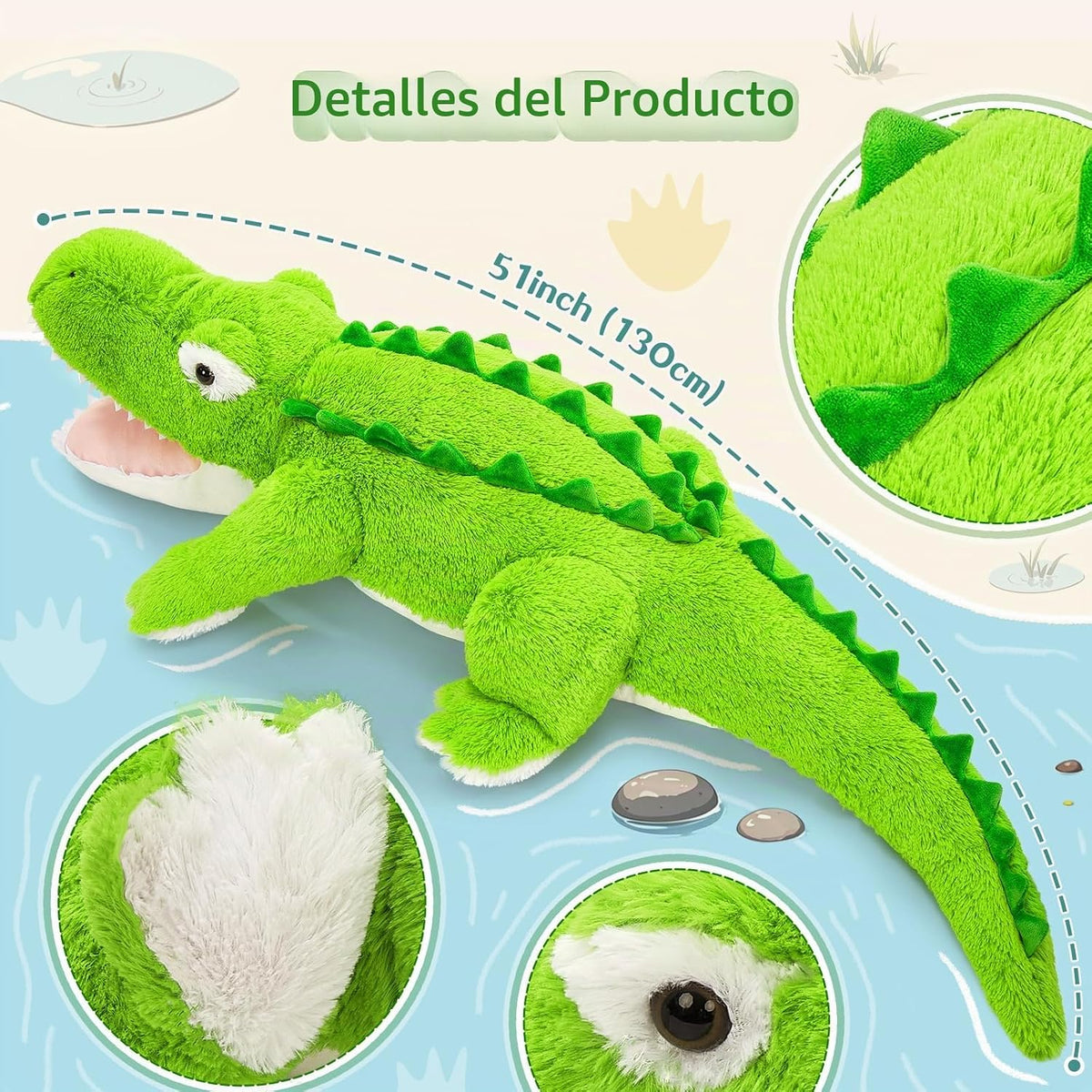 Tezituor Animales de peluche de cocodrilo gigante de 51 pulgadas, a...