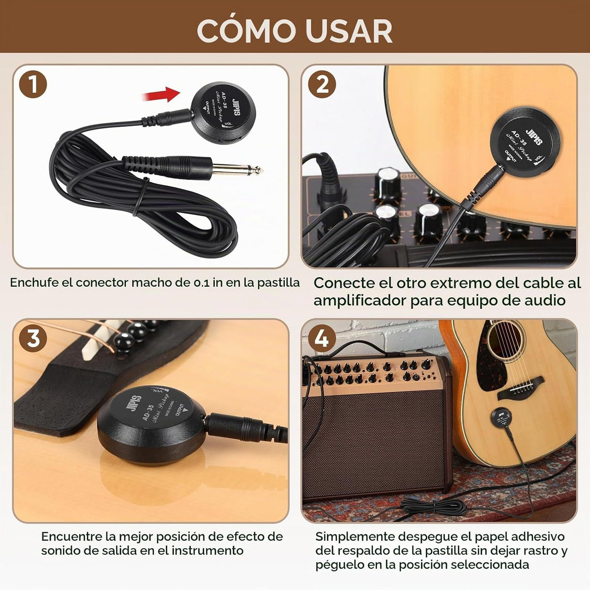 Pastilla universal de guitarra acústica para guitarra, ukelele, man...