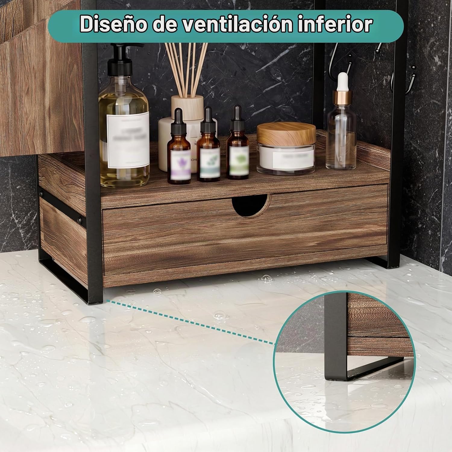 Kottwca Organizador de encimera de baño con cajón, organizador de e...