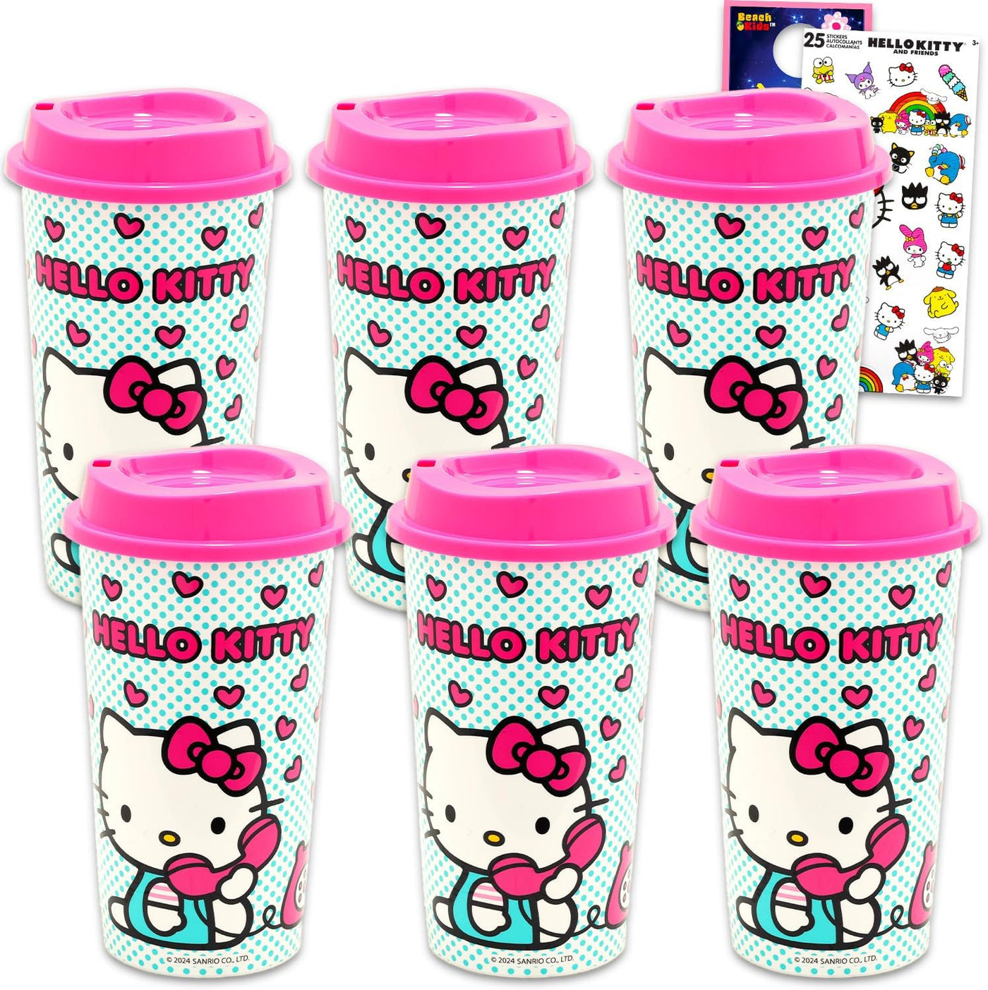 Hello Kitty Juego de tazas de viaje \u2013 Paquete con 6 vasos con...