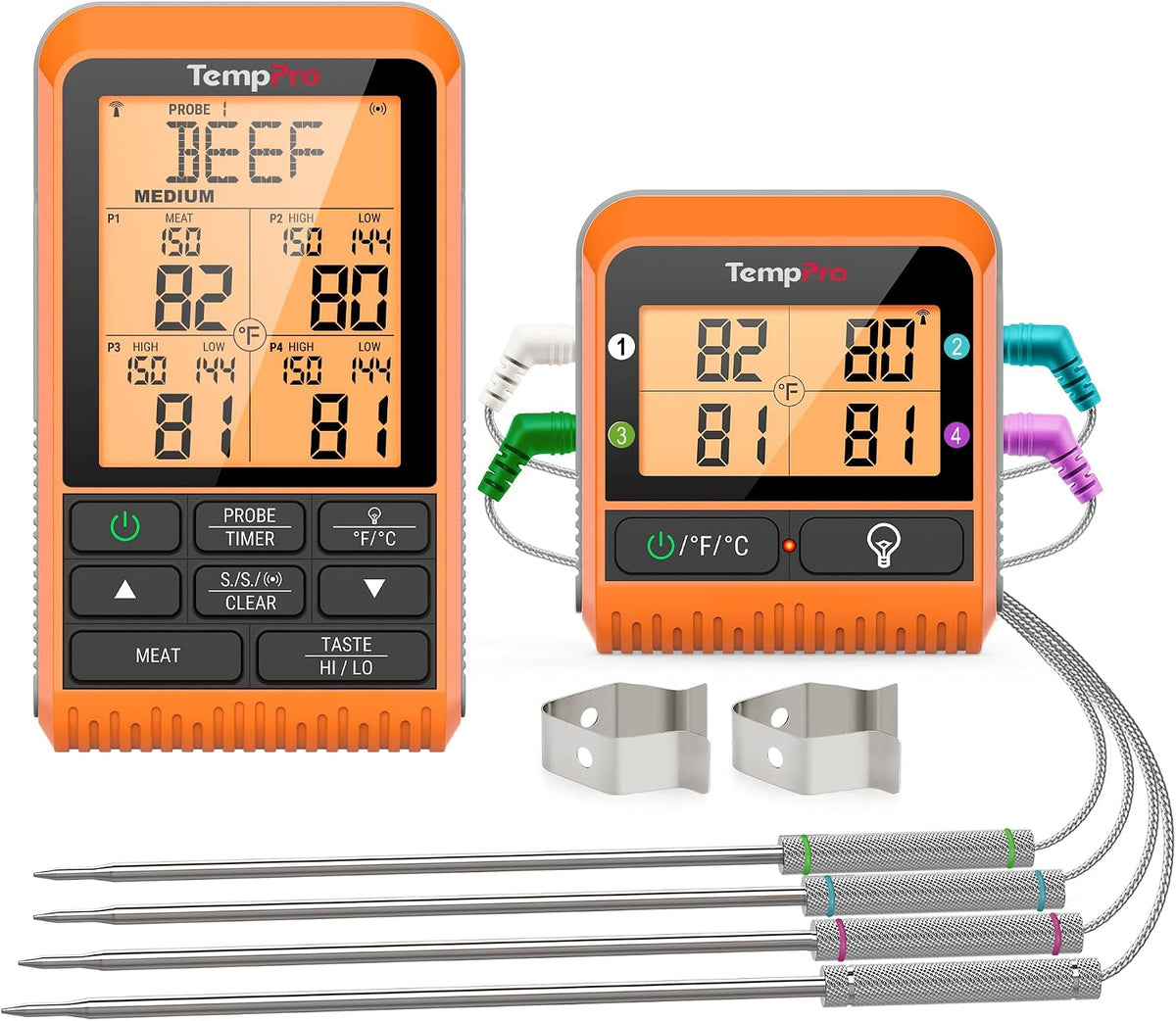 TempPro TempSync Termómetro inalámbrico para carne de 1000 pies par...