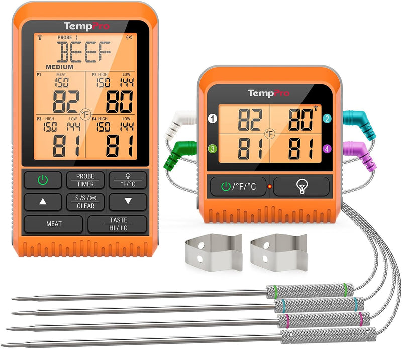 TempPro TempSync Termómetro inalámbrico para carne de 1000 pies par...