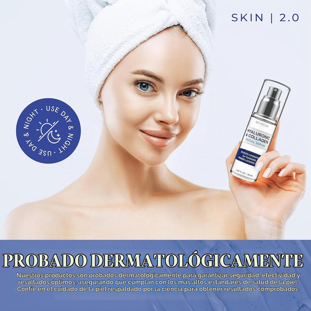 Skin 2.0 Suero Facial de Ácido Hialurónico y Colágeno - Probado por...