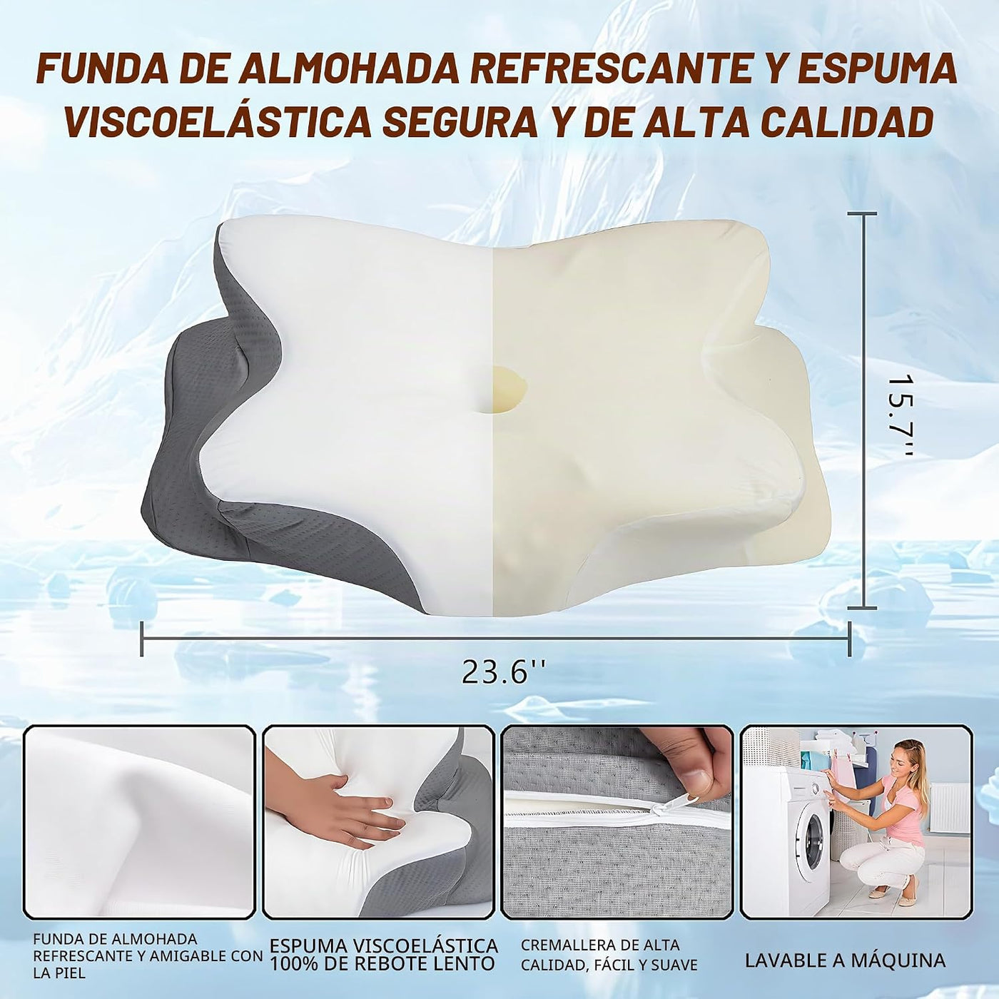 Almohada Cervical para el Cuello para Alivio del Dolor, Almohadas E...