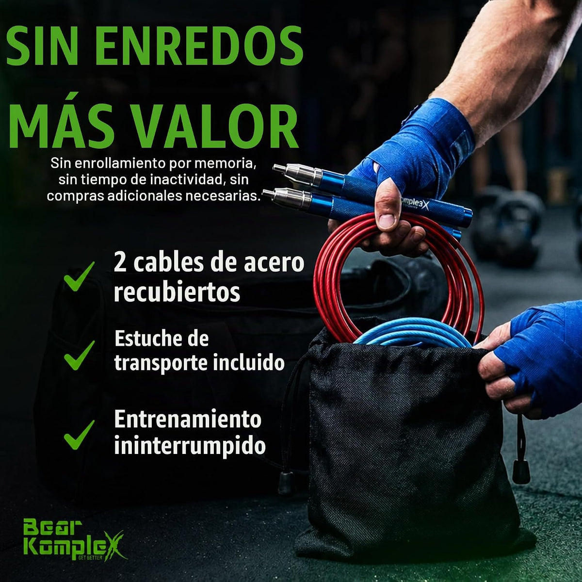 Bear KompleX Speed Jump Rope - Cuerda para saltar ajustable sin e...