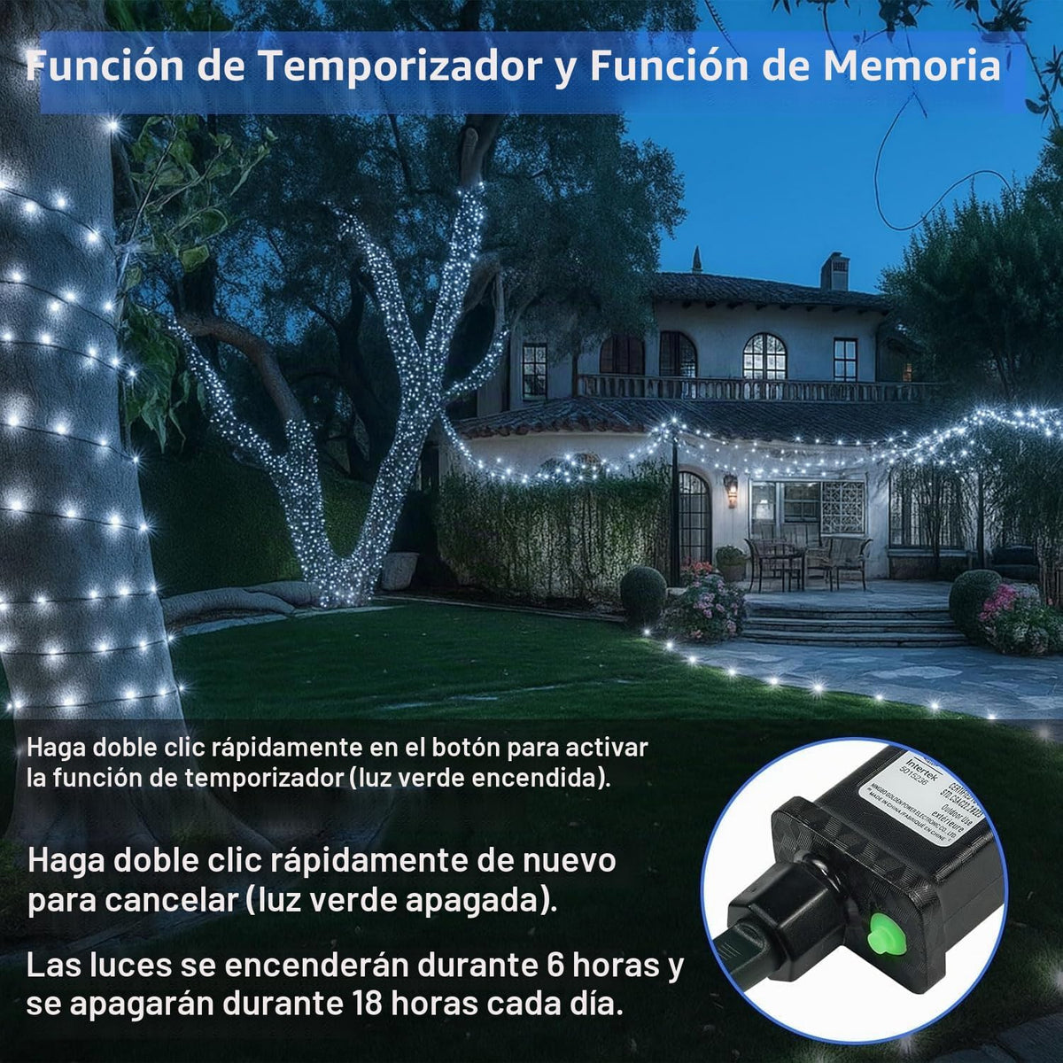 Guirnalda de 200 luces LED conectables, luces de Navidad de 66 pies...
