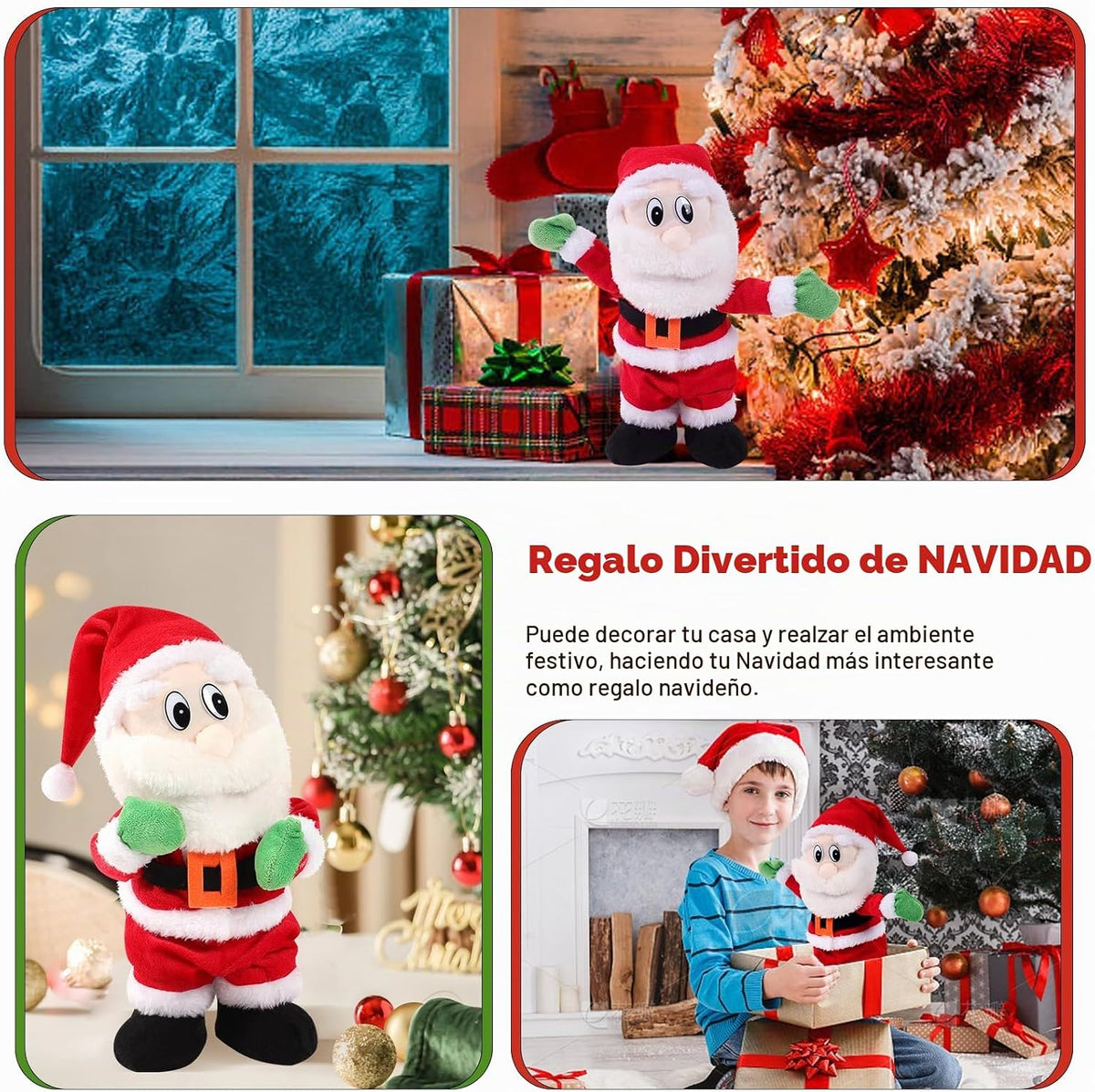 Gfilay Juguete de peluche animado de Papá Noel que camina | Decorac...
