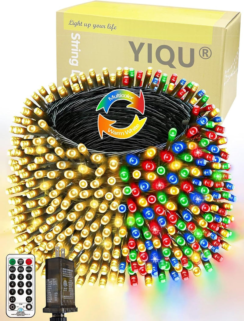 Guirnalda de 500 luces LED, cambian de color, 165 pies, 11 modos, c...