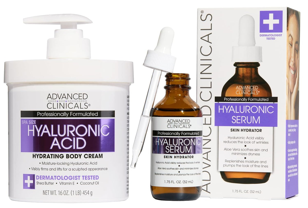 Advanced Clinicals Crema corporal hidratante de ácido hialurónico +...