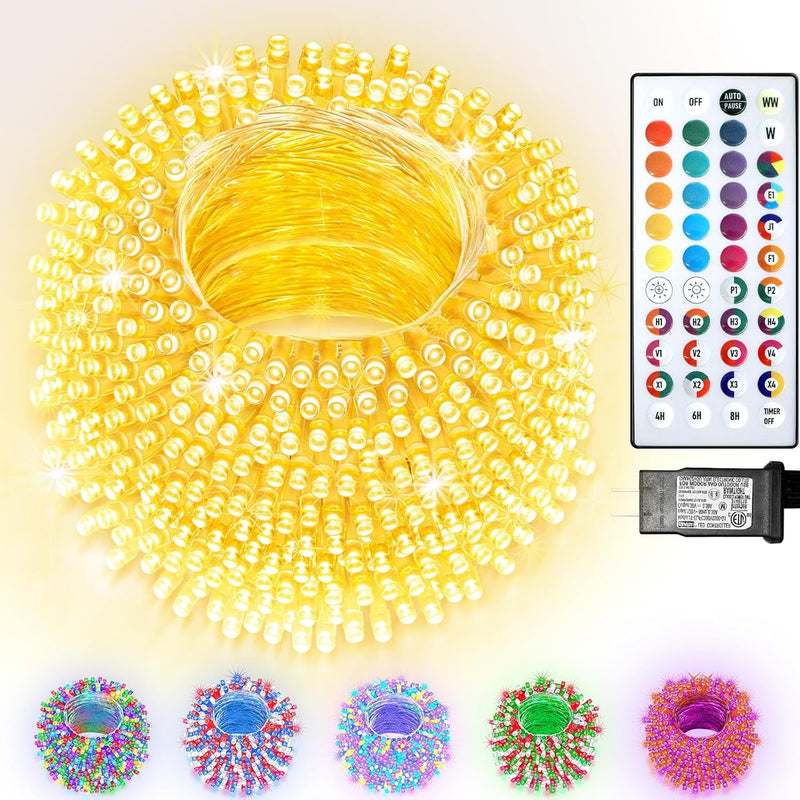300 luces LED de Navidad que cambian de color, 35 colores de 98 pie...