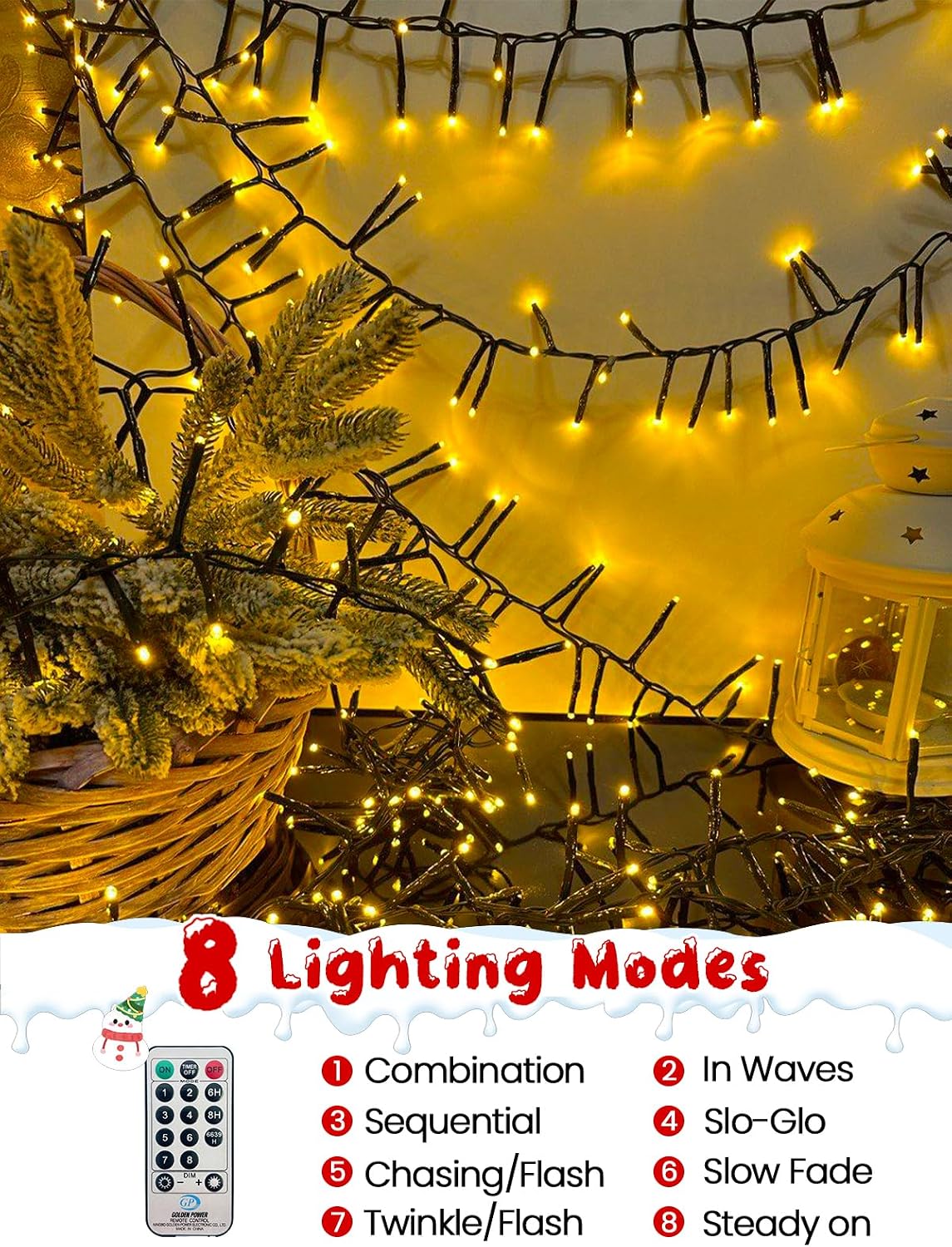 Guirnalda de luces navideñas de 25 pies, 500 luces LED con control...