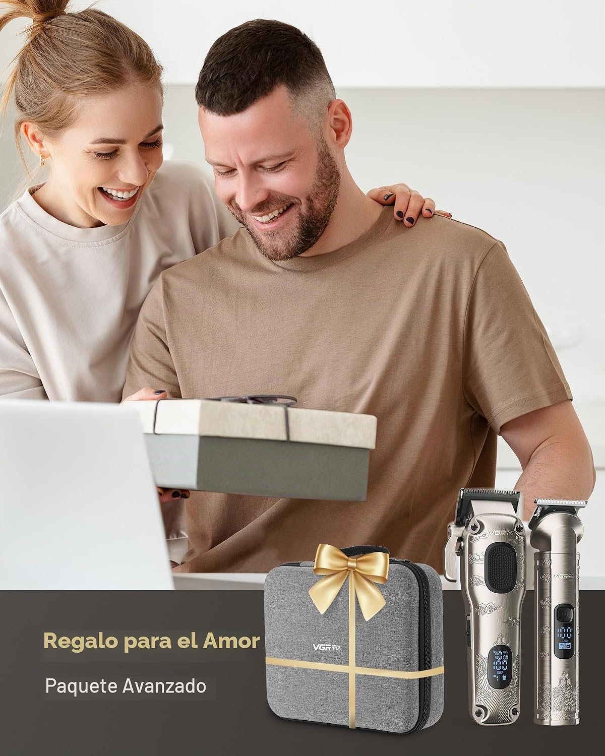 VGRPRO Juego de cortapelos y recortadora inalámbrica profesional pa...