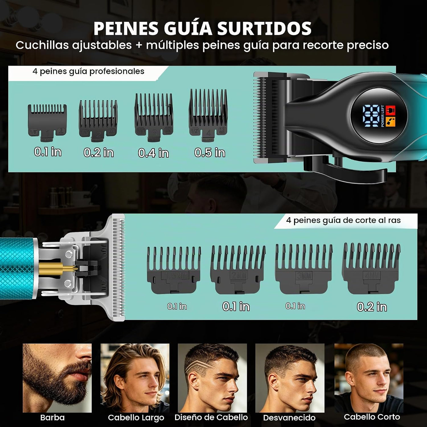 Kit de cortapelos y recortador inalámbrico profesional LQT para hom...