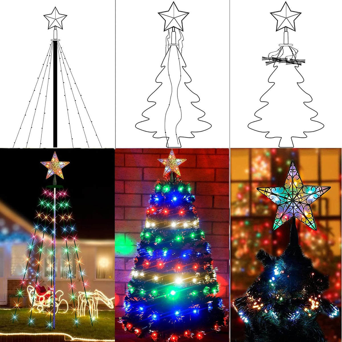 Dazzle Bright - Luces de árbol de Navidad, 448 luces LED en cascada...