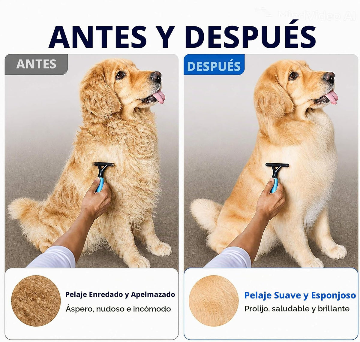 Rastrillo de capa interior para perros, peine desenroscante para el...