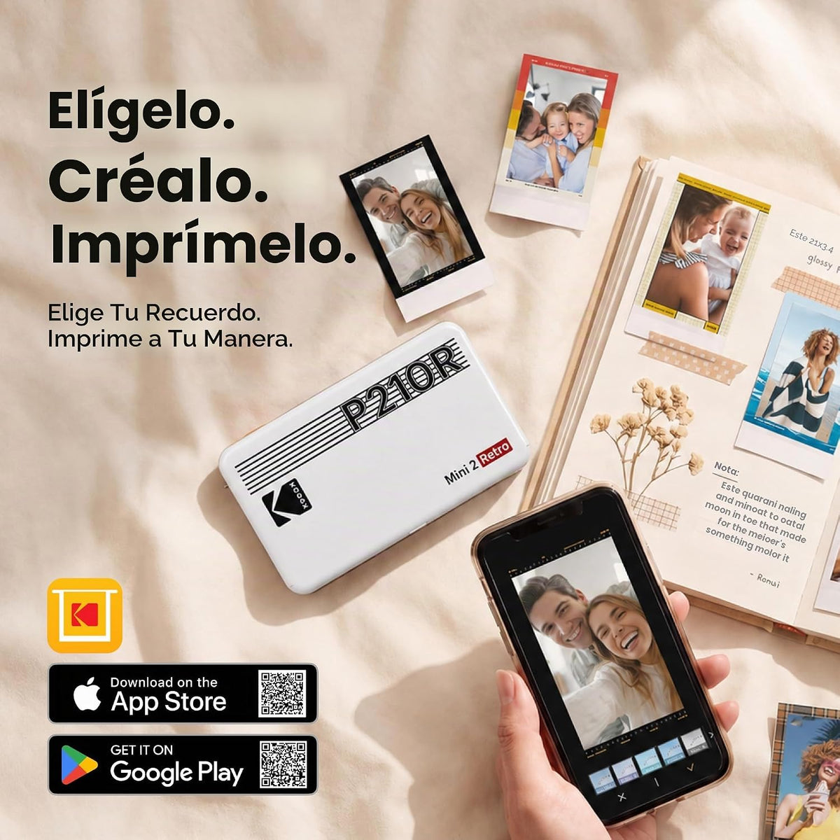 Kodak Mini 2 Retro 4PASS Impresora fotográfica portátil, 2.1x3.4 pu...