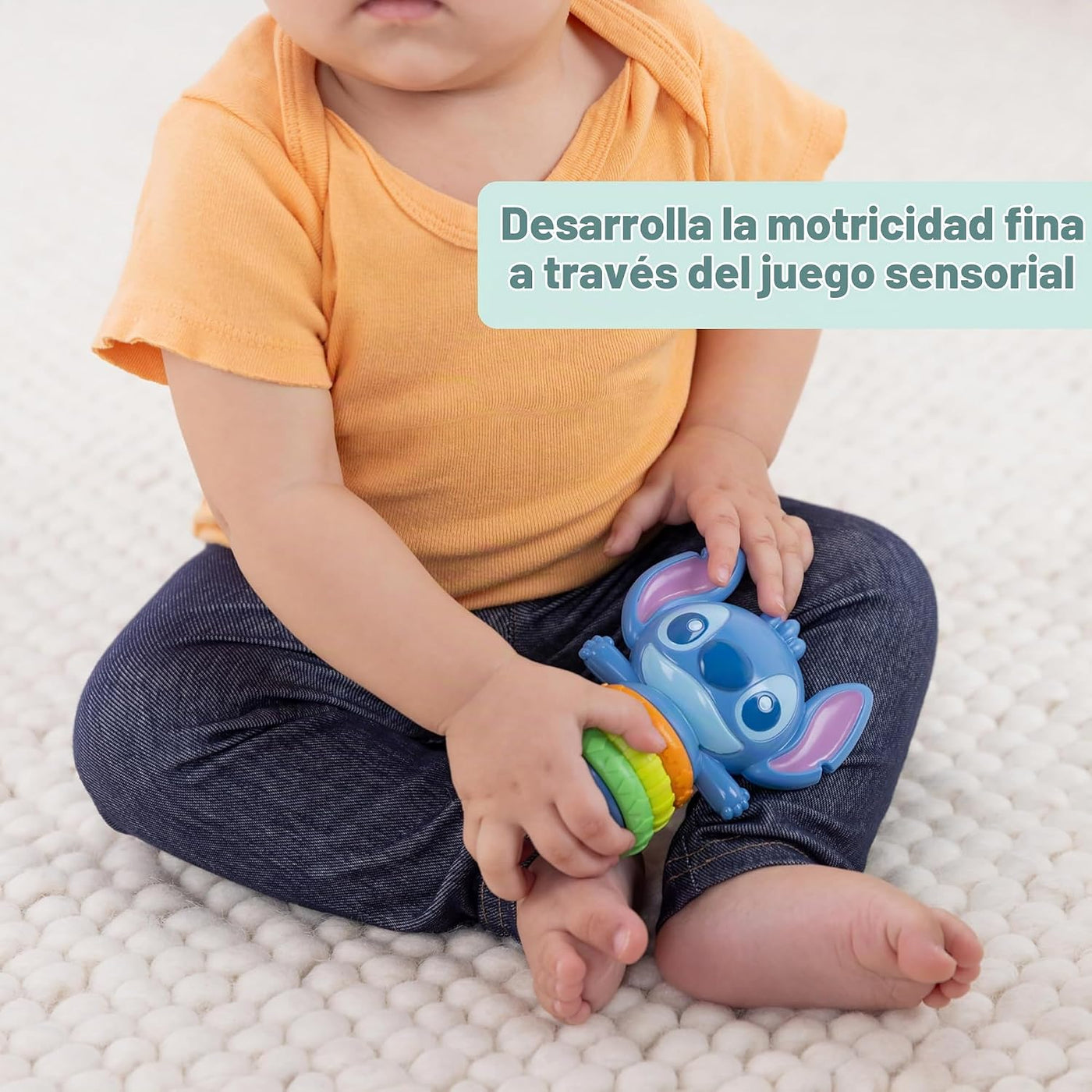 Bright Starts Disney Baby Stitch Twist-a-Stitch Juguete de dedo con...