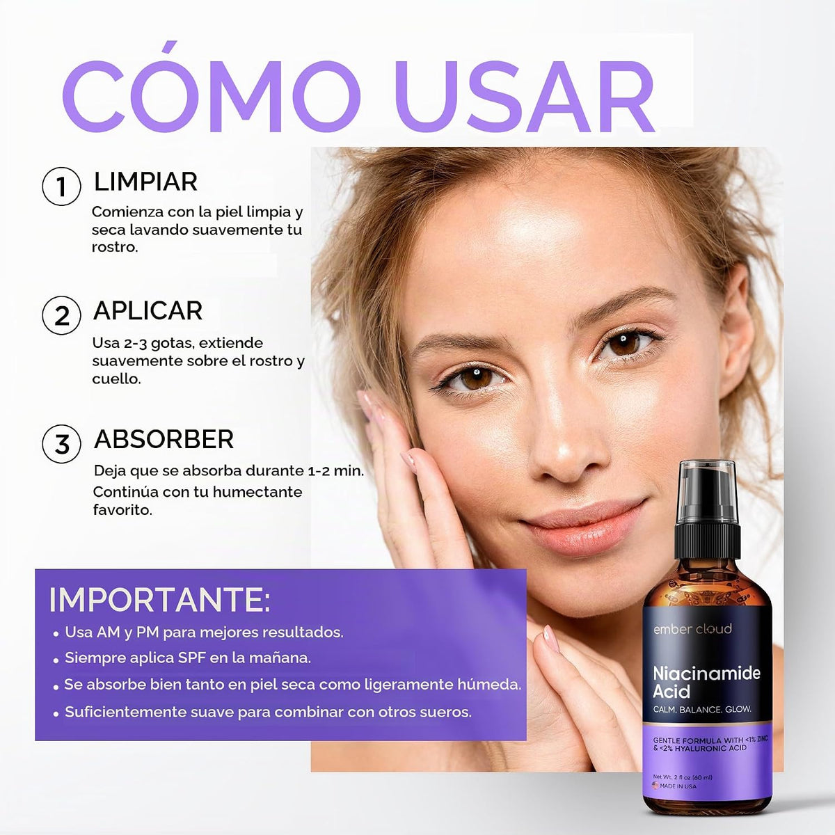 Ember Cloud Suero de niacinamida para rostro 10% con zinc 1% vitami...
