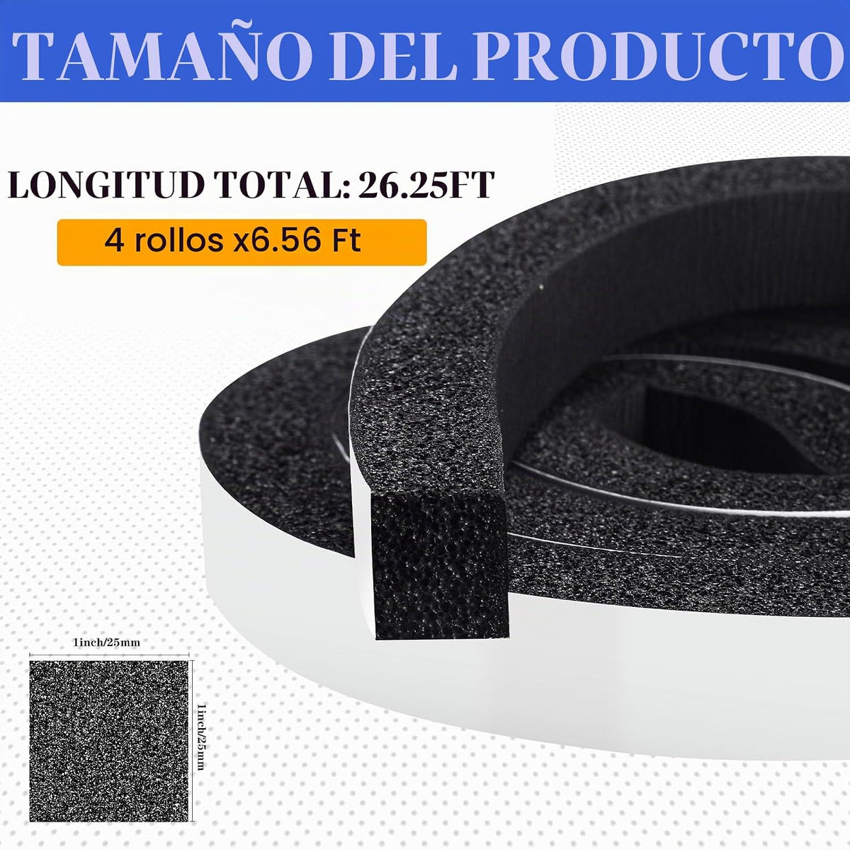 Pangda - Sellador de puerta de 26 pies, cinta de espuma de 1 x 1 pu...