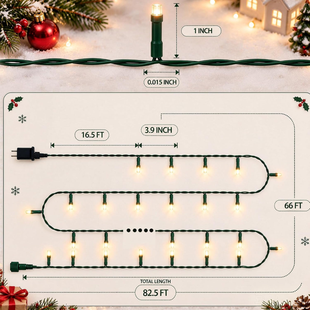 TW SHINE Luces de Navidad de color blanco cálido, total de 400 LED...