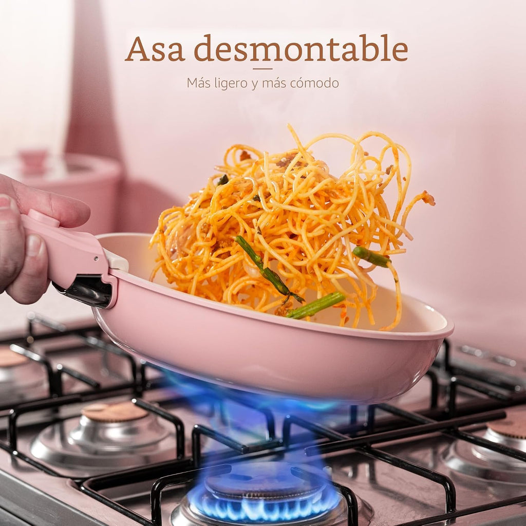 Astercook Juego de 21 ollas y sartenes antiadherentes, juego de ute...