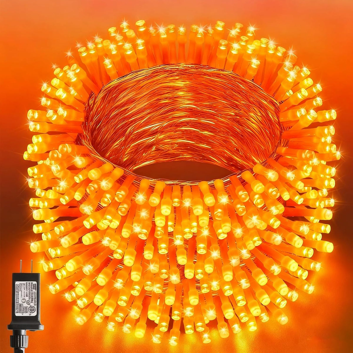 VTECHOLOGY Luces de árbol de Navidad naranja de 66 pies con 200 luc...