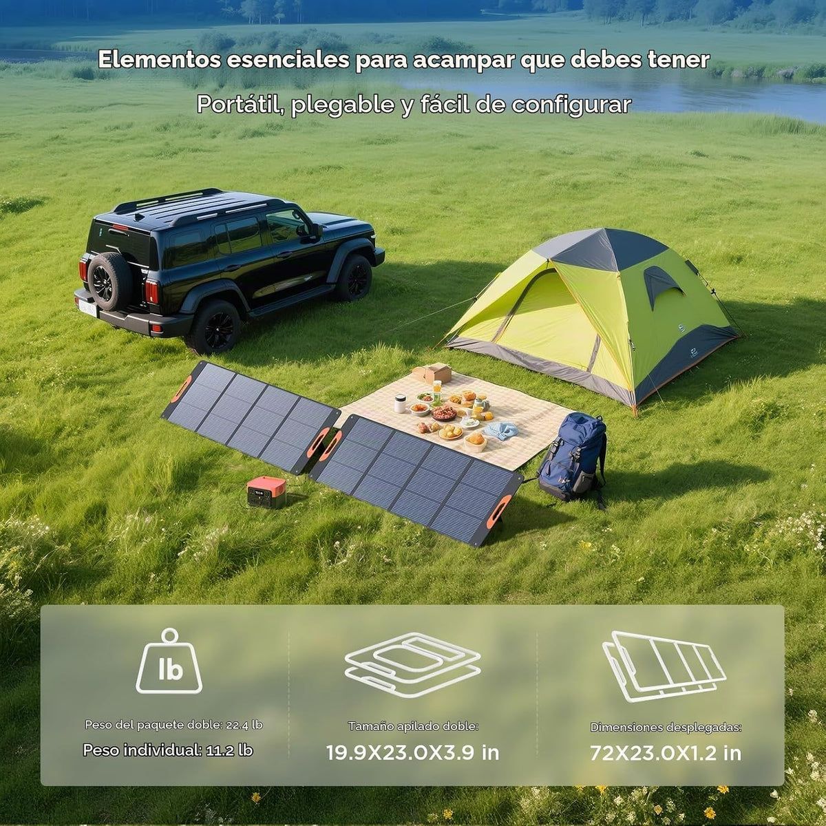 ZOUPW Panel solar portátil de 320 W (2 x 160 W) tipo N 16BB, cargad...