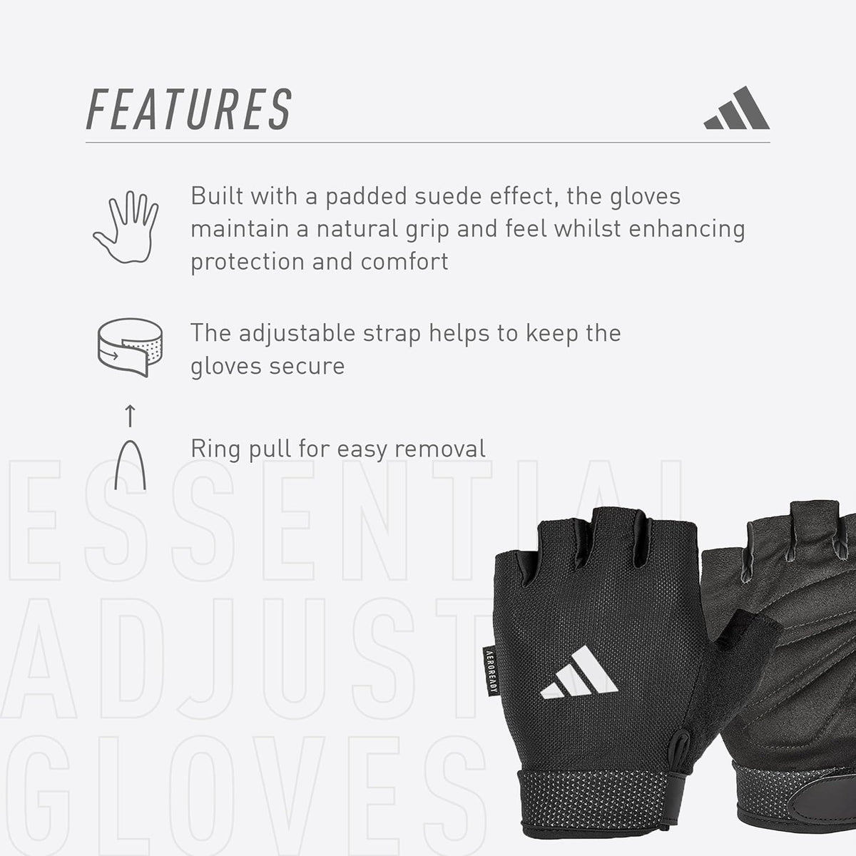 adidas Guantes esenciales de entrenamiento y levantamiento de pesas...