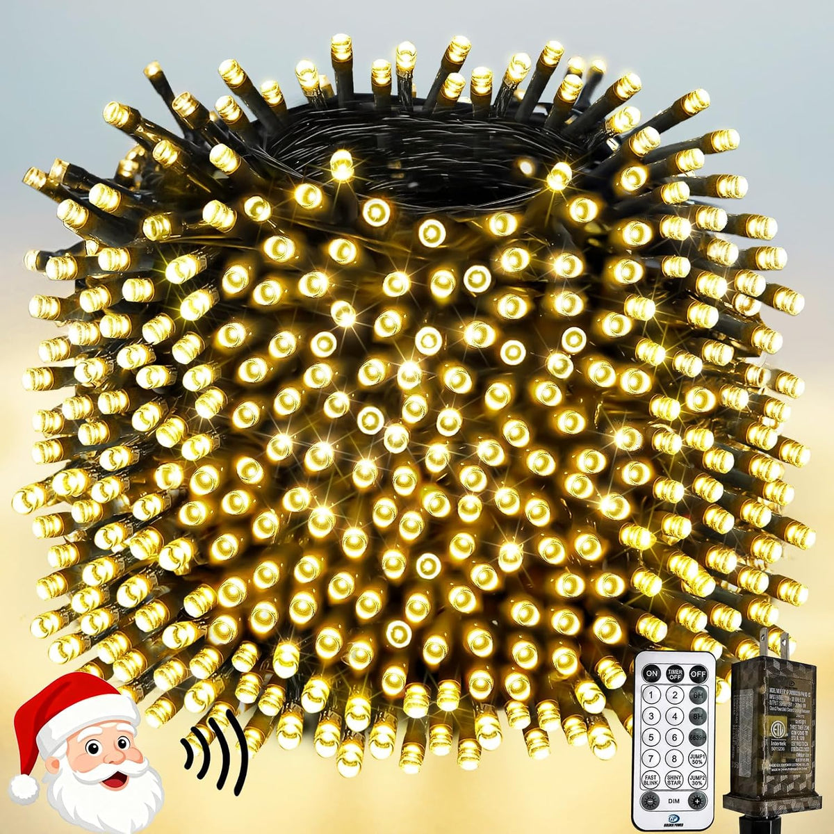 Guirnalda de luces navideñas de 800 LED, 264 pies, controladas por...