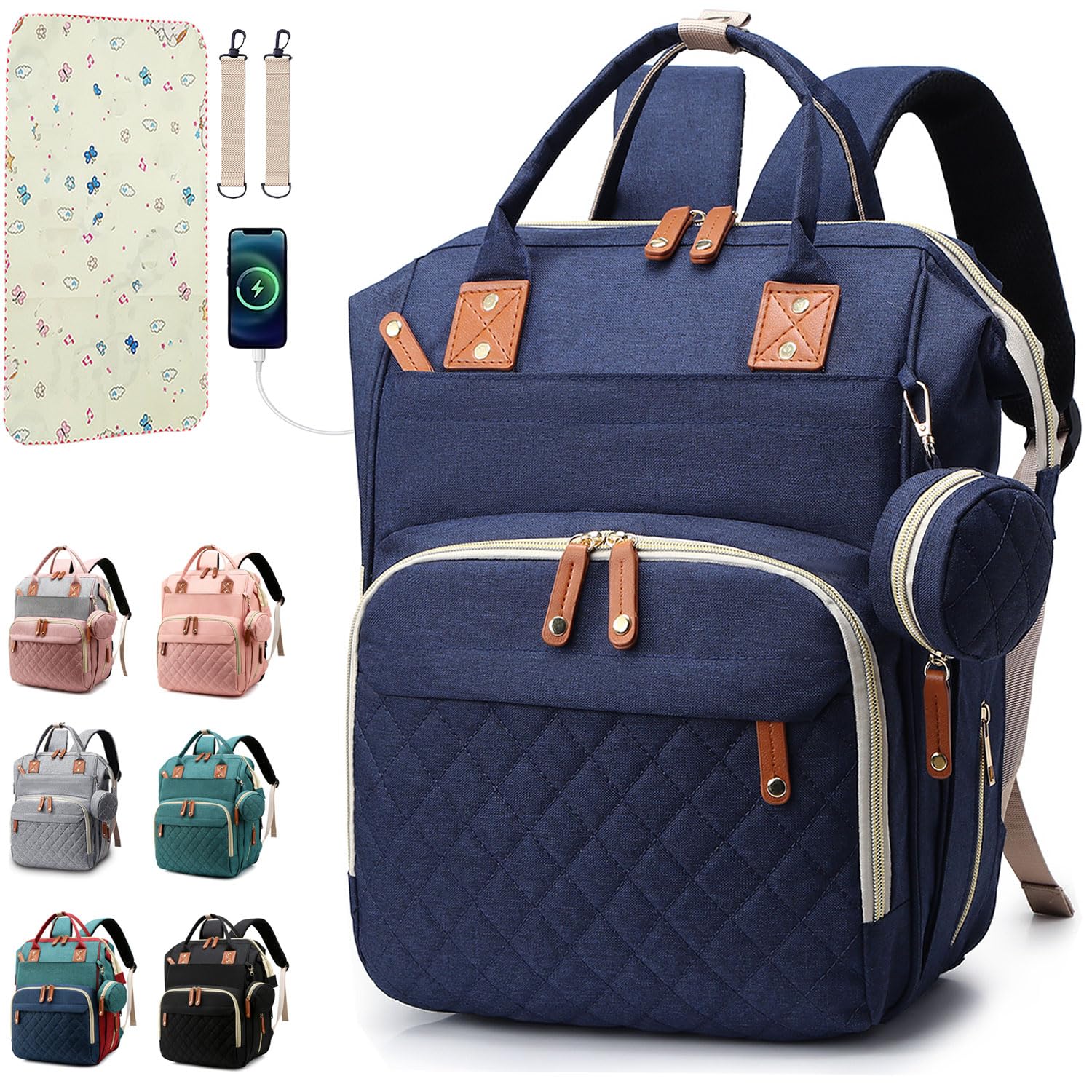 SHITIESHOU Bolsa de pañales mochila para bebé, bolsa de pañales par...