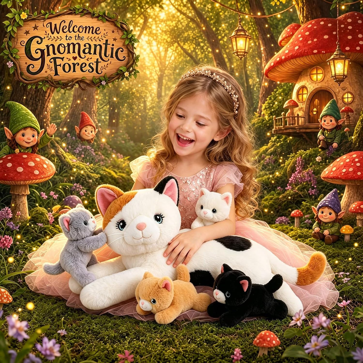 gnomantic 5 Piezas de Animales de Peluche de Gato con Bebés Dentro...
