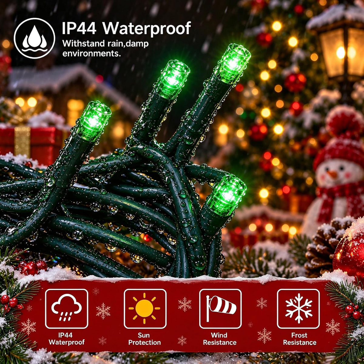 TW SHINE Luces de Navidad verdes, total 400 LED 132 pies de luces d...