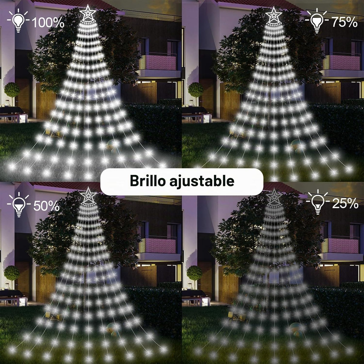 AMIPEPE Luces de cascada de estrellas de Navidad, 11.48 pies, 350 L...