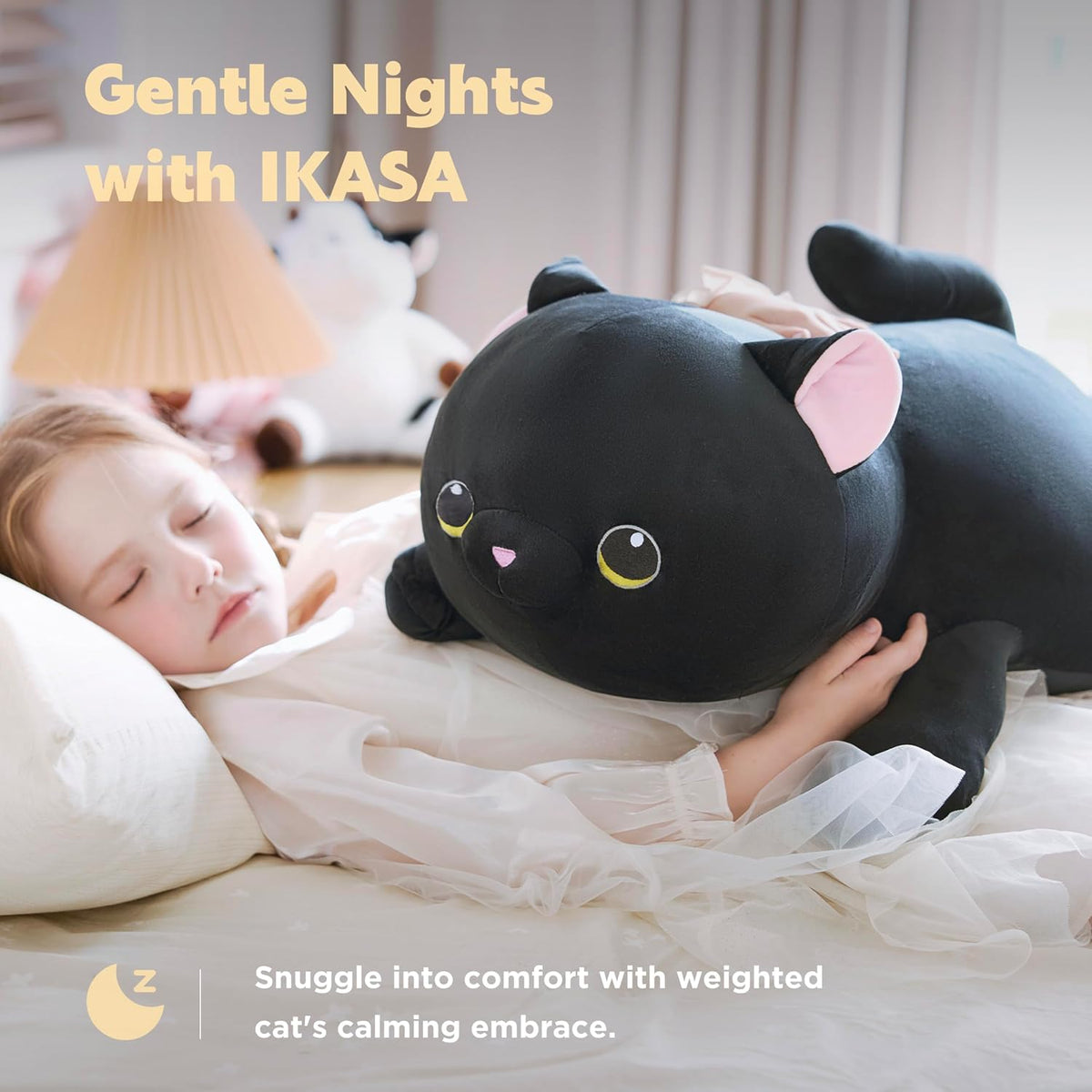 IKASA Juguete de peluche gigante de 5 libras con peso de gato negro...