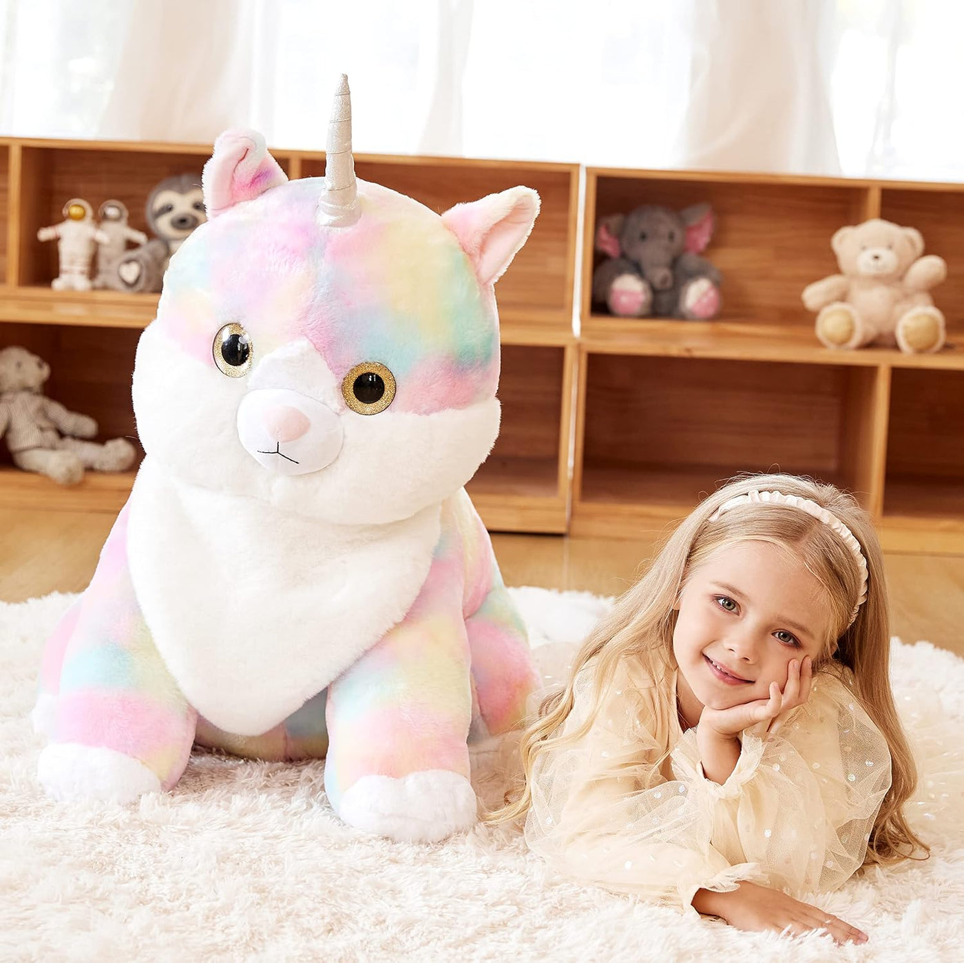EARTHSOUND Juguete de Peluche de Animal Relleno Caticornio Gato Uni...