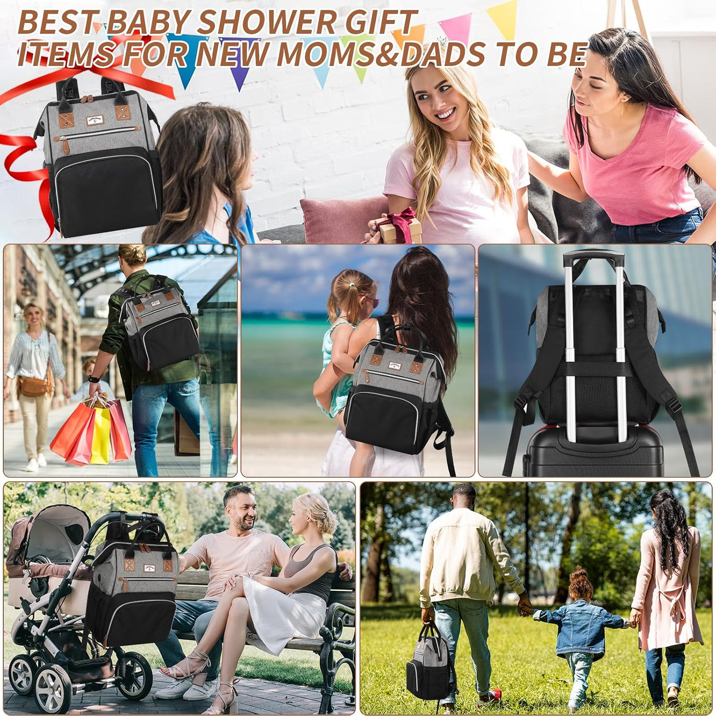 SUPROMOMI Mochila para pañales: bolsa de bebé grande para niños y n...