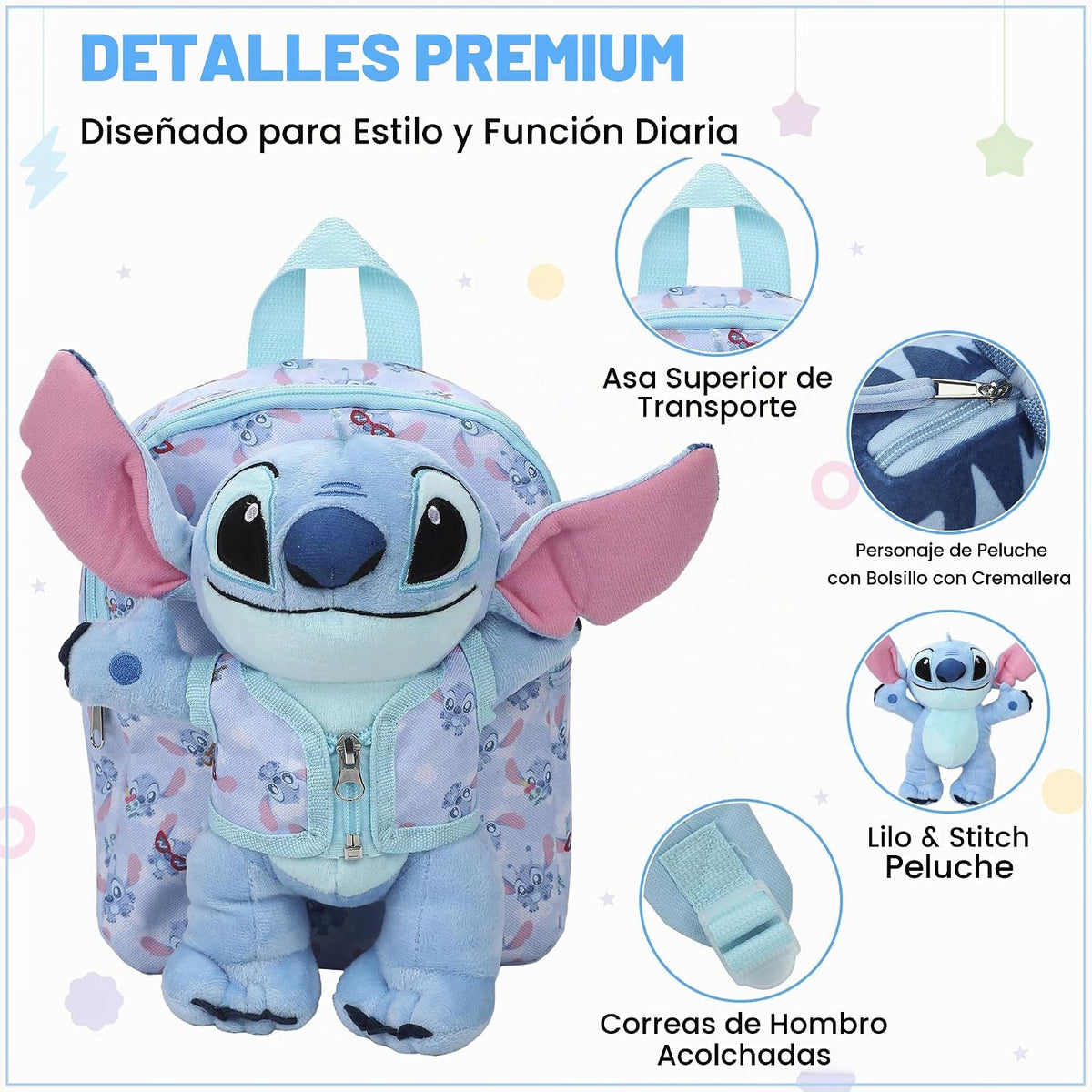 Bioworld Lilo &amp; Stitch - Mochila de felpa de 10 pulgadas